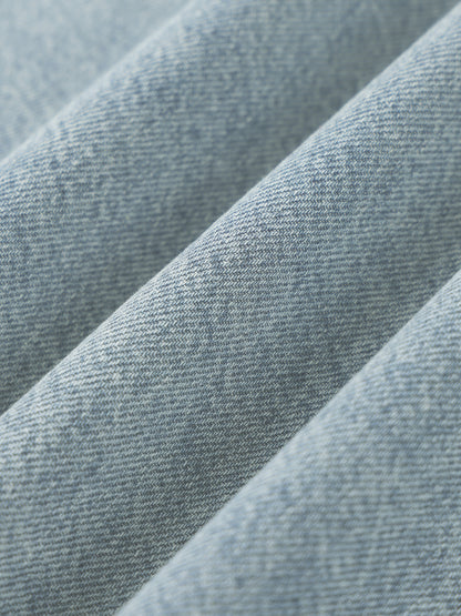 Minimal Vintage Wash Boxy Raw Hem Denim Tee