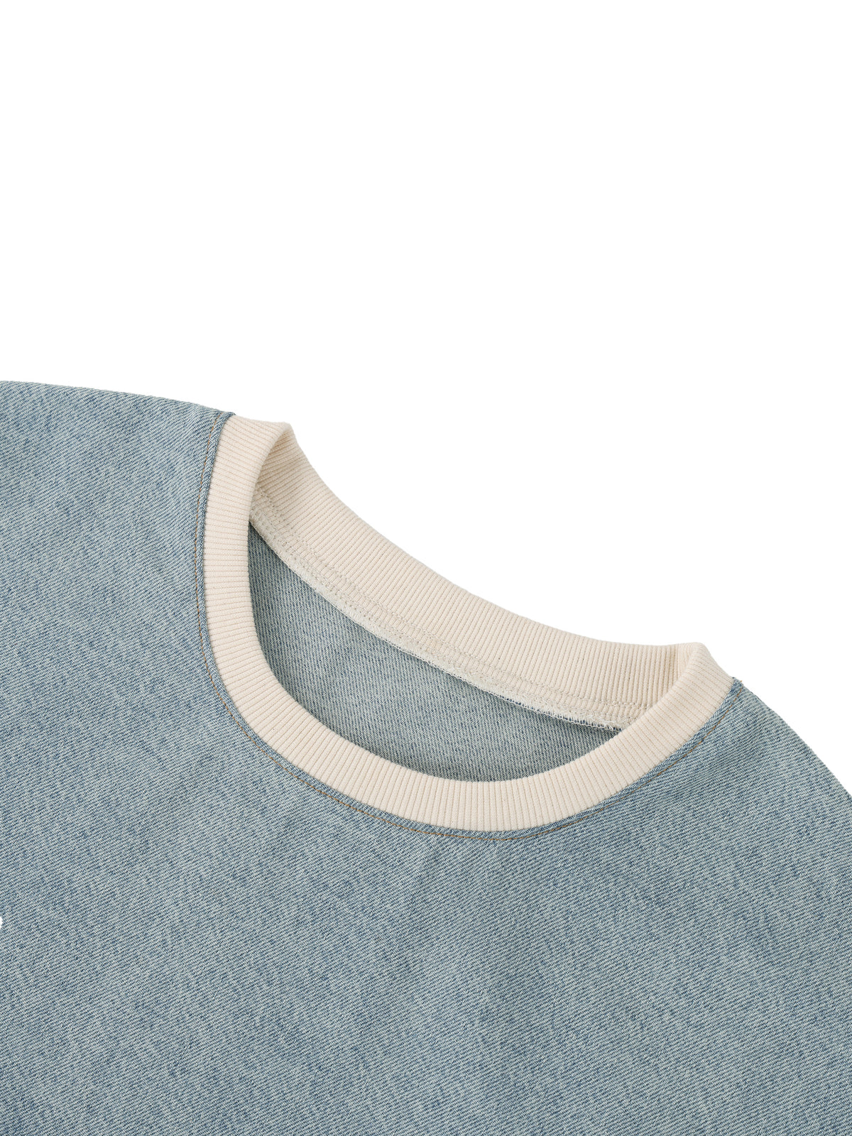 Minimal Vintage Wash Boxy Raw Hem Denim Tee