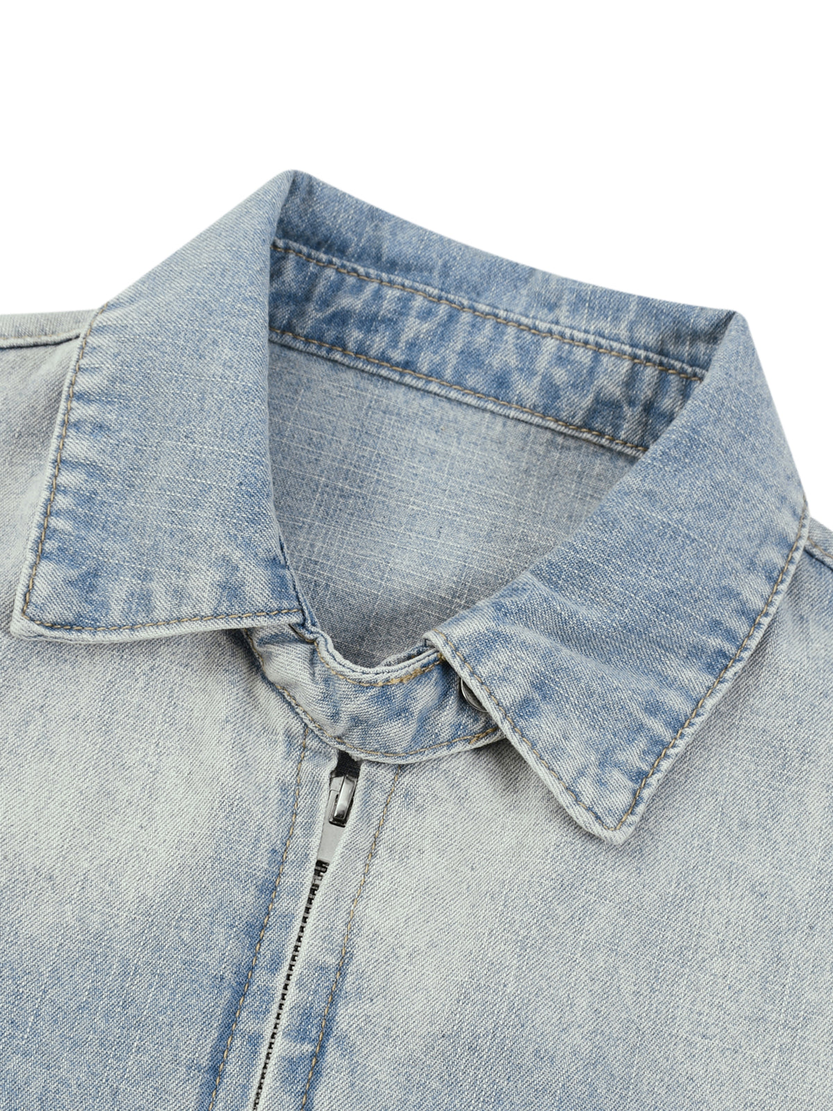 Minimal  Vintage Wash Full-Zip Denim Jacket