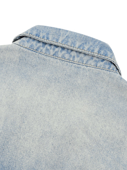 Minimal  Vintage Wash Full-Zip Denim Jacket