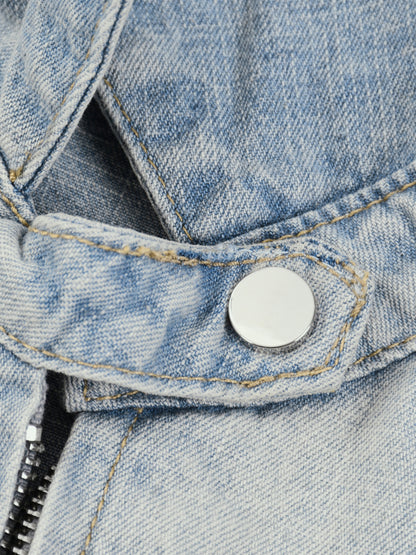 Minimal  Vintage Wash Full-Zip Denim Jacket
