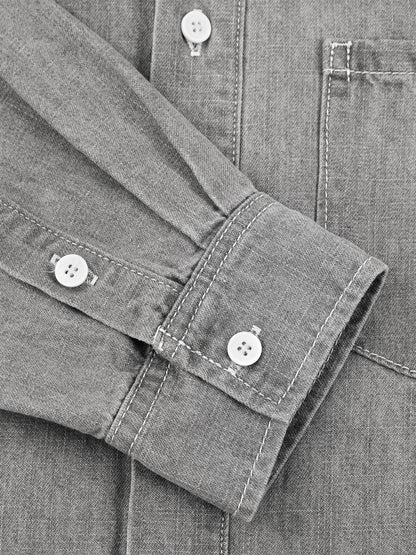 Minimal Vintage Wash Denim Shirt