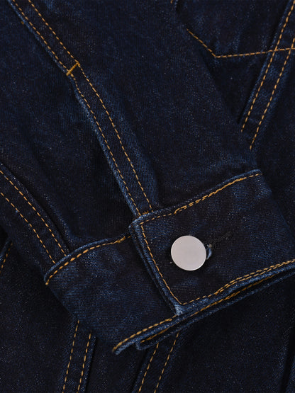 Washed Button-Up Denim Jacket