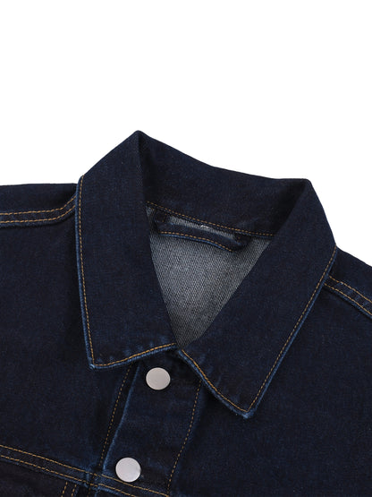 Washed Button-Up Denim Jacket