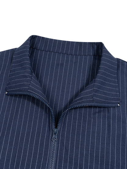 Minimal Striped Full-Zip Track Jacket
